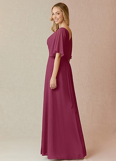 Azazie Cierra Bridesmaid Dresses Mulberry A-Line V-Neck Chiffon Dress image5
