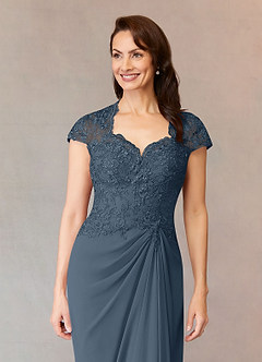 Azazie Junie Mother of the Bride Dresses Neptune A-Line Lace Chiffon Dress image5