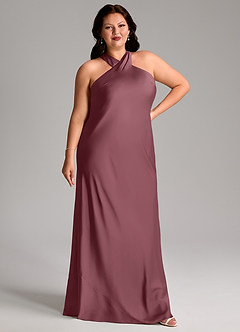 Azazie Doretta Bridesmaid Dresses Desert Rose Mermaid Pleated Stretch Satin Dress image10