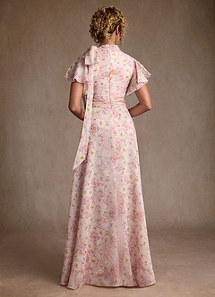 Azazie Lucinda Abiti per la Madre della Sposa Abito A-Line in Floreale Plissettato Rosa Antica Floreale image3