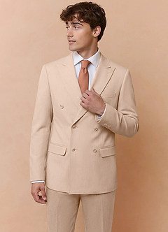 front Collins Bronceado Chaqueta cruzada de mezcla de lana