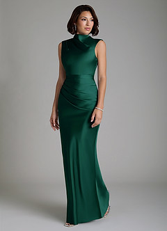 Azazie Lumia Robes de demoiselle d'honneur Robe Fourreau en Satin extensible Corset émeraude image5