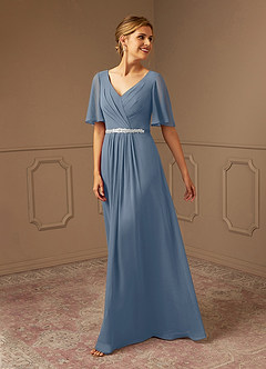 Azazie Tricia Mother of the Bride Dresses Twilight A-Line V-Neck Pleated Chiffon Dress image1
