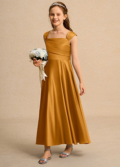 Azazie Bundle Junior Formal Flower Girl Klänningar Klä A-Line i Matt satäng Plisserad image5