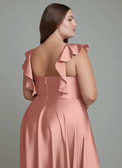 Azazie Leilani Bridesmaid Dresses Rosette A-Line Ruched Stretch Satin Dress image16