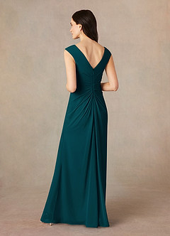 Azazie Sally Mother of the Bride Dresses Pine A-Line V-Neck Pleated Chiffon Dress image4