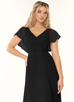 Azazie Rylee Bridesmaid Dresses Black A-Line Pleated Chiffon Dress image5