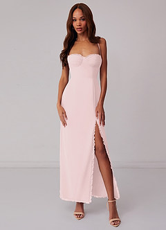 Barbie ♥ Azazie Bridesmaid Dresses Blushing Pink Sheath Corset Chiffon Dress image1