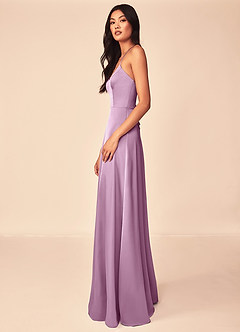 Azazie Mei Bridesmaid Dresses Wisteria A-Line V-Neck Stretch Satin Dress image4