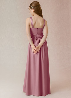 Azazie Jiya Junior Vintage Mauve A-Line Pleated Stretch Satin Dress image2