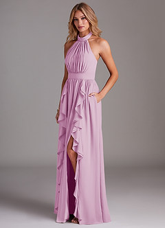 Azazie Avary Bridesmaid Dresses Candy Pink A-Line Pleated Chiffon Dress image2