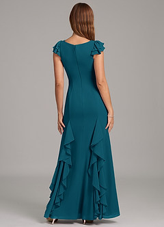 Azazie Nessa Jurken voor bruidsmeisjes Jurk van Chiffon met A-Lijn Inkt Blauw image2