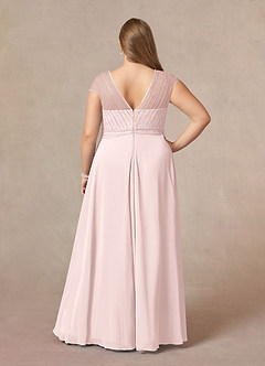 Azazie Star Final Sale Blushing Pink A-Line V-Neck sequins Chiffon Dress image7