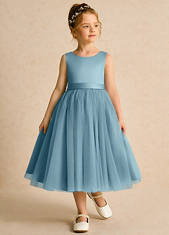 Azazie Pear Robe Demoiselle D'honneur Fillette Robe Princesse en Tulle Arc Bleu Maussade image4