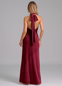 Azazie Velli Bridesmaid Dresses Burgundy Mermaid High Neck Velvet Dress image7