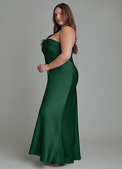 Azazie Saylor Jurken voor bruidsmeisjes Jurk van Stretch Satijn met Zeemeermin Strapless Donkergroen image14