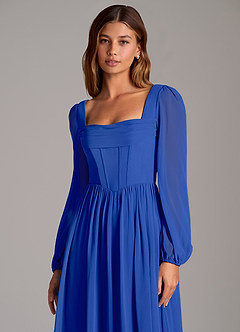 Azazie Maree Bridesmaid Dresses Royal Blue A-Line Corset Chiffon Dress image7