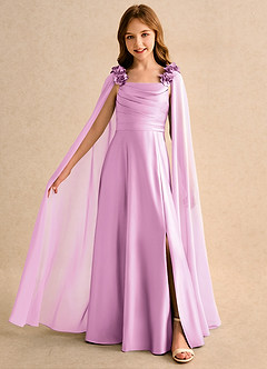 Azazie Rosita Junior Formal Flower Girl Dresses Candy Pink A-Line Pleated Matte Satin Dress image1