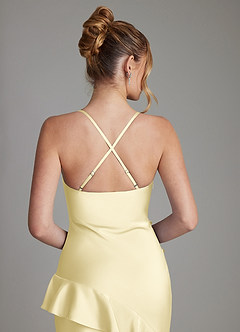 Azazie Jayda Brautjungfernkleider A-Linie Gestreift Stretch-Satin Kleid Zitronensorbet image6