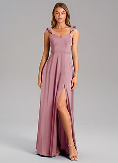 Azazie Everett Bridesmaid Dresses Vintage Mauve A-Line Stretch Satin Dress image3