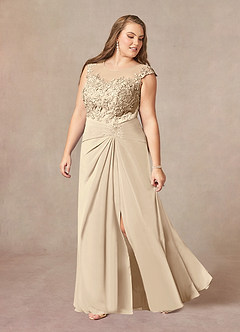 Azazie Libby Mother of the Bride Dresses Champagne A-Line Scoop Sequins Chiffon Dress image9