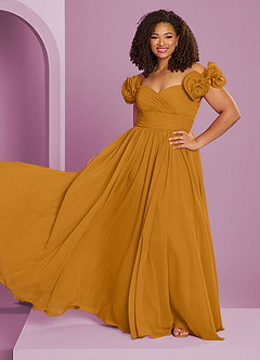 Barbie ♥ Azazie Bridesmaid Dresses Butterscotch A-Line Off the Shoulder Chiffon Convertible Dress image16