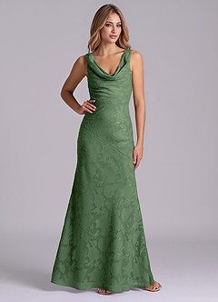 Azazie Rylina Abiti da Damigella Abito Sirena in Burnout Floreale Eucalipto image4