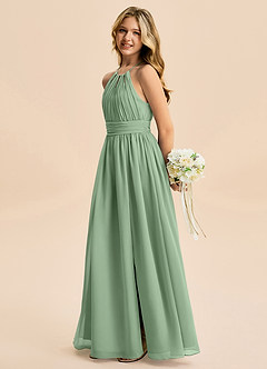 Azazie Noelle Junior Matcha A-Line Pleated Chiffon Dress image3
