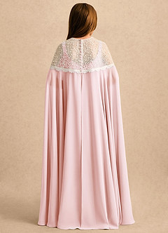 Azazie June Girls Formal Robe Demoiselle D'honneur Fillette Robe Trapèze en Satin extensible Dentelle Rose Pâle image2