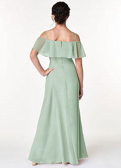 Azazie Maggie Junior Agave A-Line Off the Shoulder Chiffon Dress image2