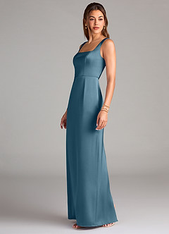 Azazie Flori Bridesmaid Dresses Bermuda Sheath Side Slit Stretch Satin Dress image4
