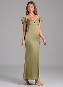 Azazie Demia 신부 들러리 드레스 쉬스 스윗하트 네크라인 스트레치 새틴 발목 길이 드레스 image4