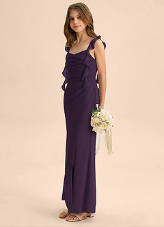 Azazie Jessamine Junior Plum Mermaid Sweetheart Neckline Chiffon Dress image5