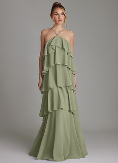 Azazie Deena Bridesmaid Dresses Pistachio A-Line Ruched Chiffon Dress image1
