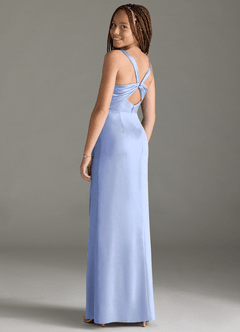 Azazie Mero Junior Ice Mermaid Pleated Stretch Satin Dress image2