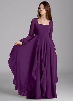 Azazie Clara Junior Abito A-Line in Chiffon Blusa Uva image1