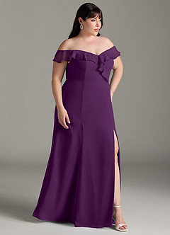 Azazie Sophie Robes de demoiselle d'honneur Robe Trapèze Convertible en Mousseline de soie Épaule décolletée Grain De Raisin image10