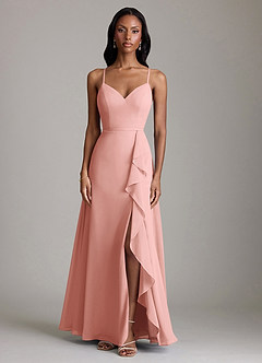 Azazie Naeem Bridesmaid Dresses Rosette A-Line V-Neck Ruffle Chiffon Dress image3