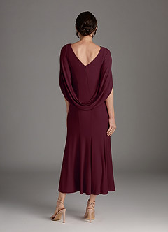 Azazie Bellona Mother of the Bride Dresses Cabernet Sheath Boatneck Luxe Knit Dress image4