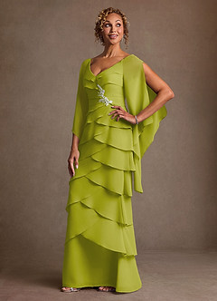 Azazie Arabinda Mother of the Bride Dresses Lemongrass Sheath Ruched Chiffon Dress image3