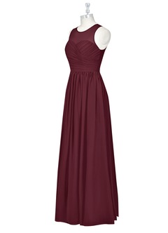Azazie Nina Bridesmaid Dresses Cabernet A-Line Pleated Chiffon Dress image8