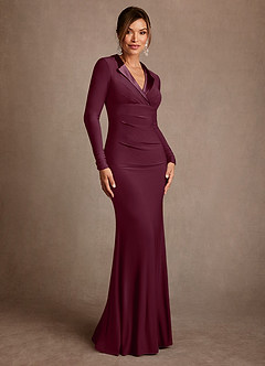 Azazie Syracuse Abiti per la Madre della Sposa Abito Tubino in Maglia Lussuosa Plissettato Cabernet image3