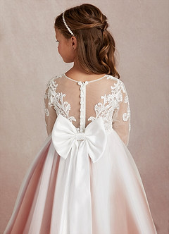 Azazie Elodie Flower Girl Dresses Ivory Paprika Ball-Gown Lace Dress image8