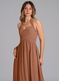Azazie Darlyn Bridesmaid Dresses Bronzer A-Line Pleated Chiffon Dress image7