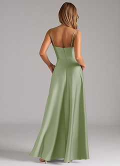 Azazie Elle Bridesmaid Dresses Dusty Sage A-Line Pleated Stretch Satin Dress image7