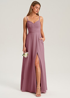 Azazie Terese Bridesmaid Dresses Vintage Mauve A-Line Pleated Chiffon Dress image3