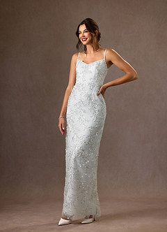 Azazie Era Vestidos de novia Vestido de Diamante Blanco de Encaje de Corte Recto image1