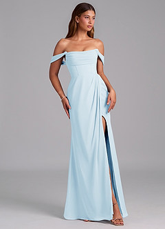 Azazie Johana Bridesmaid Dresses Sky Blue Mermaid Off the Shoulder Chiffon Convertible Dress image6