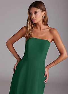 Azazie Wren Bridesmaid Dresses Dark Green A-Line Strapless Chiffon Dress image5