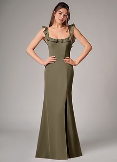 Azazie Callie Abiti da Damigella Abito Convertibile Sirena in Chiffon Spacco Laterale Willow Green image1